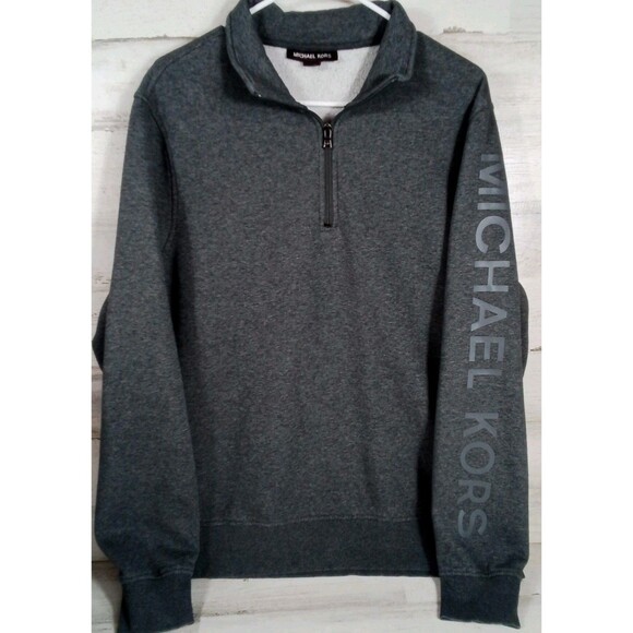 Women's Michael Kors 1/4 Zip Sweatshirt Graphic Sleeve‎ Size XL Gray - Picture 1 of 15